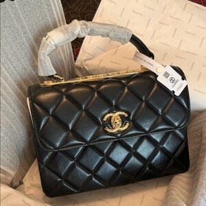 Chanel Black Quilted Shoulder Bag with Gold Accents